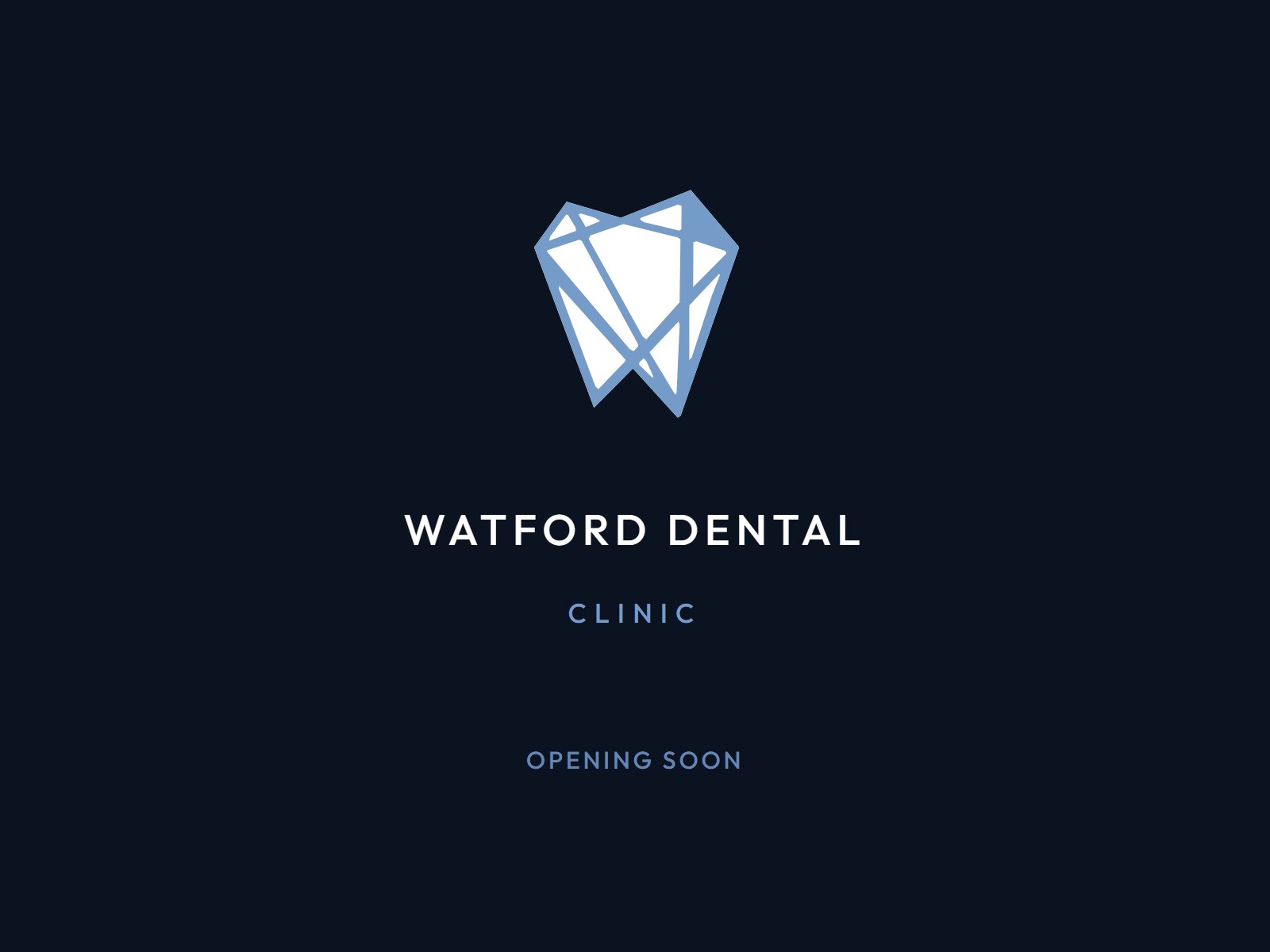 The Watford Dental Clinic wordmark, in place of a photograph until the clinic opens
